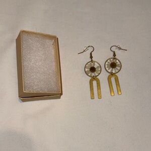 Chic Gold and White Dangle Earrings